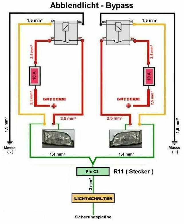 Schaltplan Abblendlicht Relais